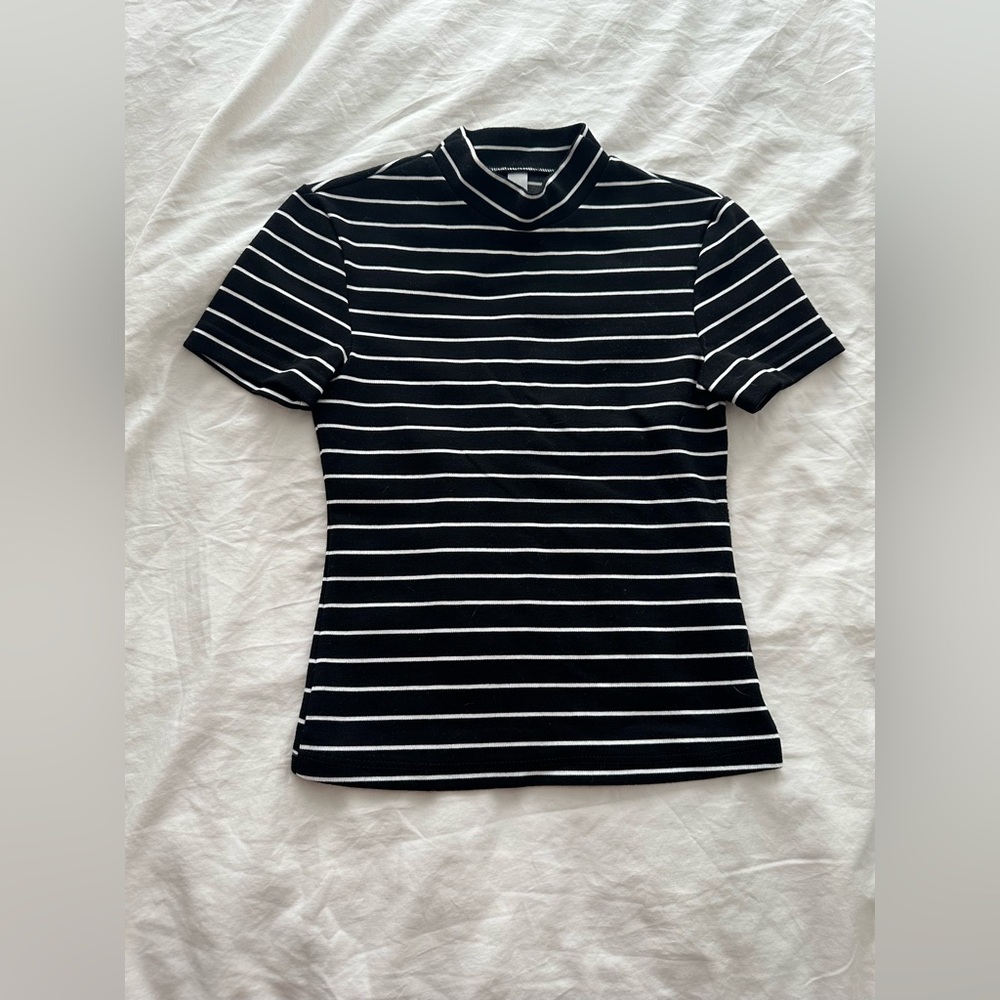 NWOT American Apparel mock neck striped top SIZE XS